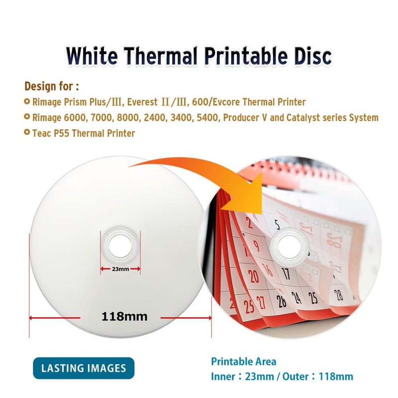 PlexDisc CD-R 700MB 52X White Thermal Hub Printable - 100 Disc Spindle (FFP) - 631-415-BX - Image 2